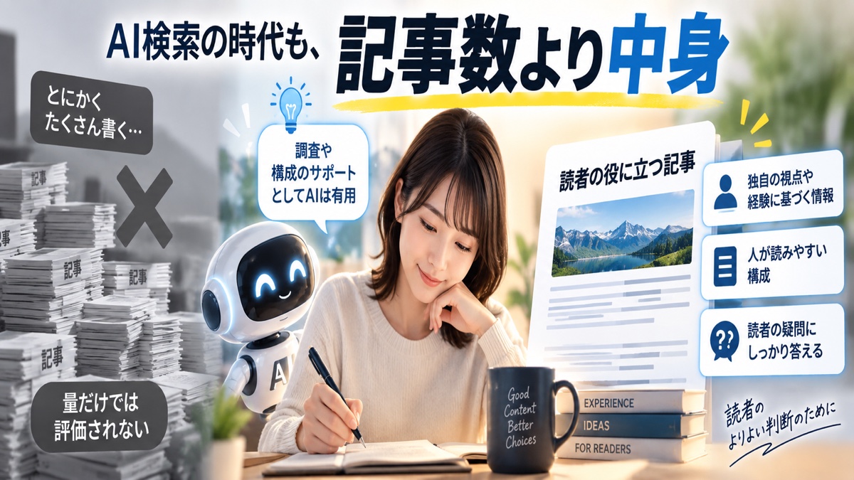 大量の記事を増やすより、1本の独自で役立つ記事を丁寧に仕上げる選択