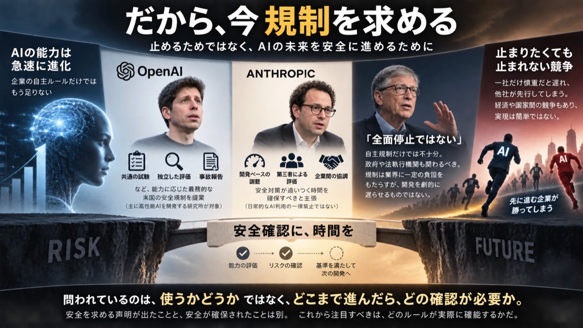高性能AIの能力に応じて独立評価と共通ルールを設ける考え方