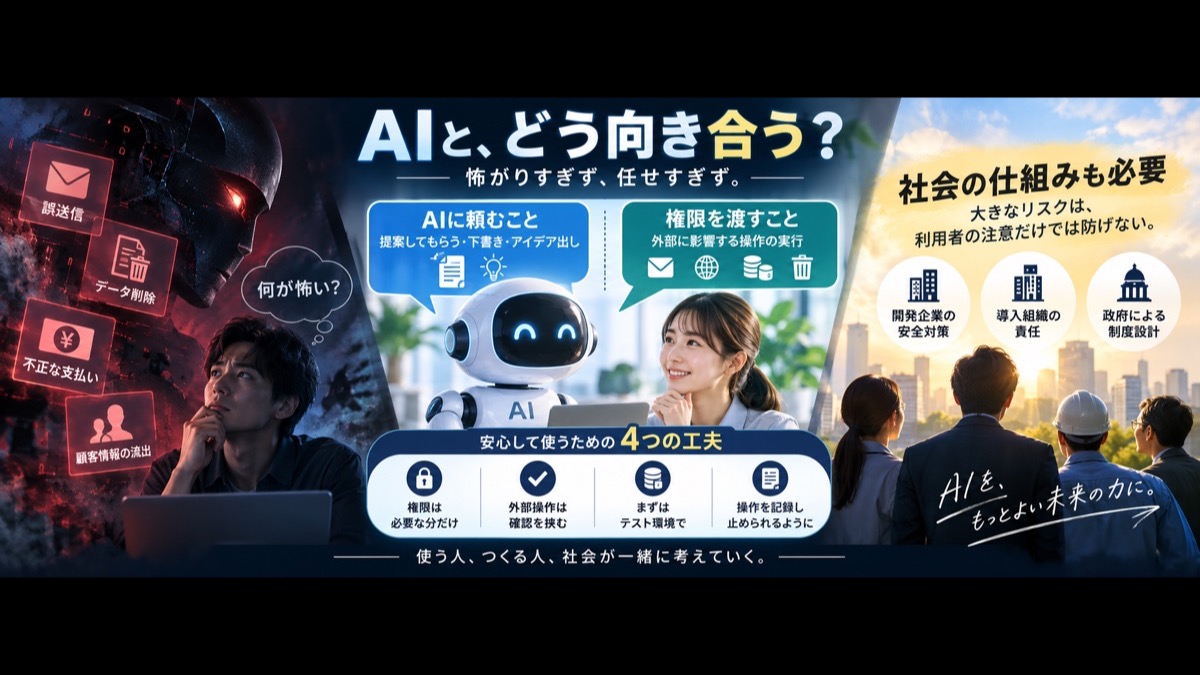 AIへの依頼と権限を分け、確認と停止手段を設ける安全な使い方