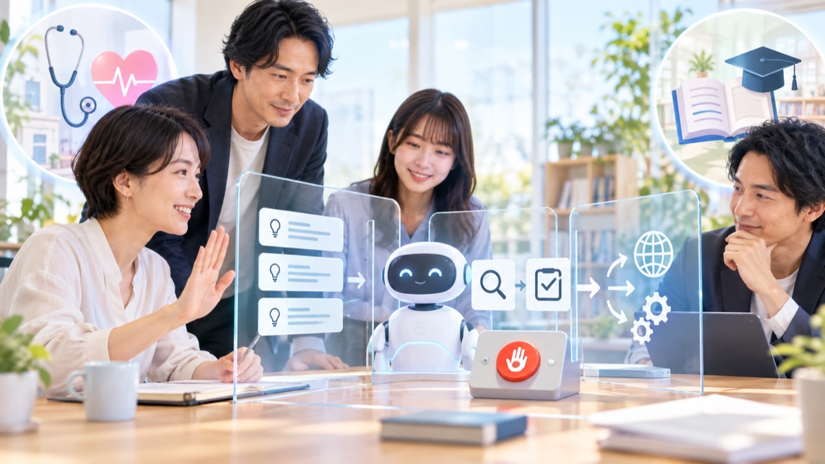 AIの権限を限定し、人が確認しながら社会に役立つ用途へ進む姿