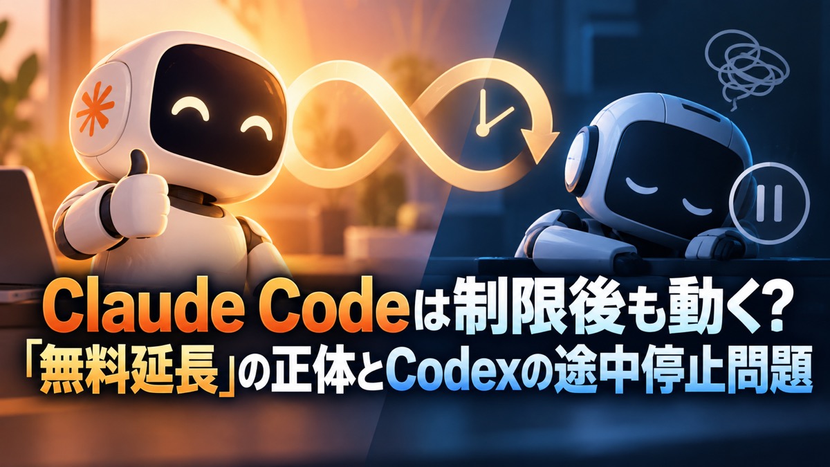 Claude Codeの制限後の仕上げとCodexの途中停止問題を整理する記事のアイキャッチ