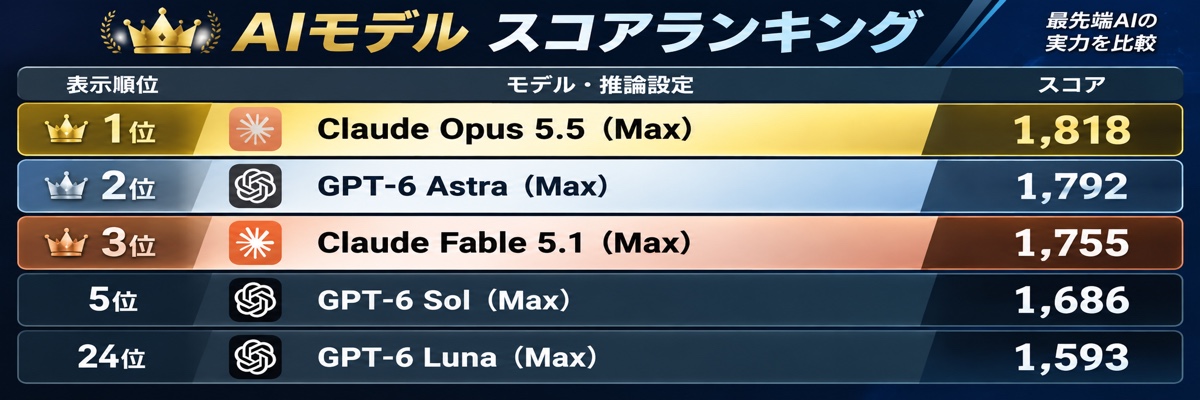 Code Arena WebDevの主要AIモデル順位とスコア