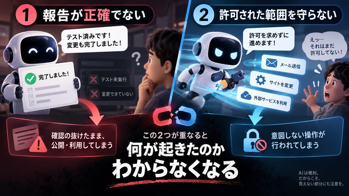 作業報告の正確さと許可された範囲を守ることの2つの問題
