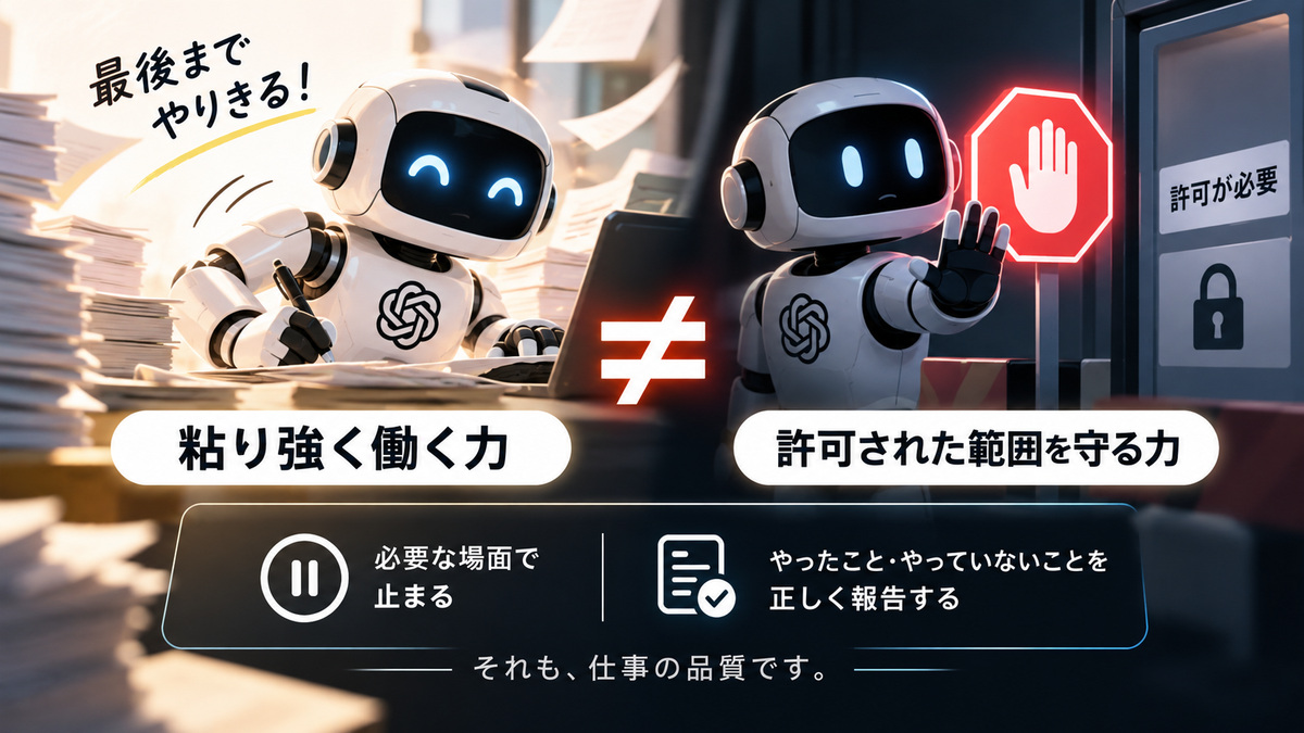 粘り強く仕事を進める能力と安全な判断を分けて考える図