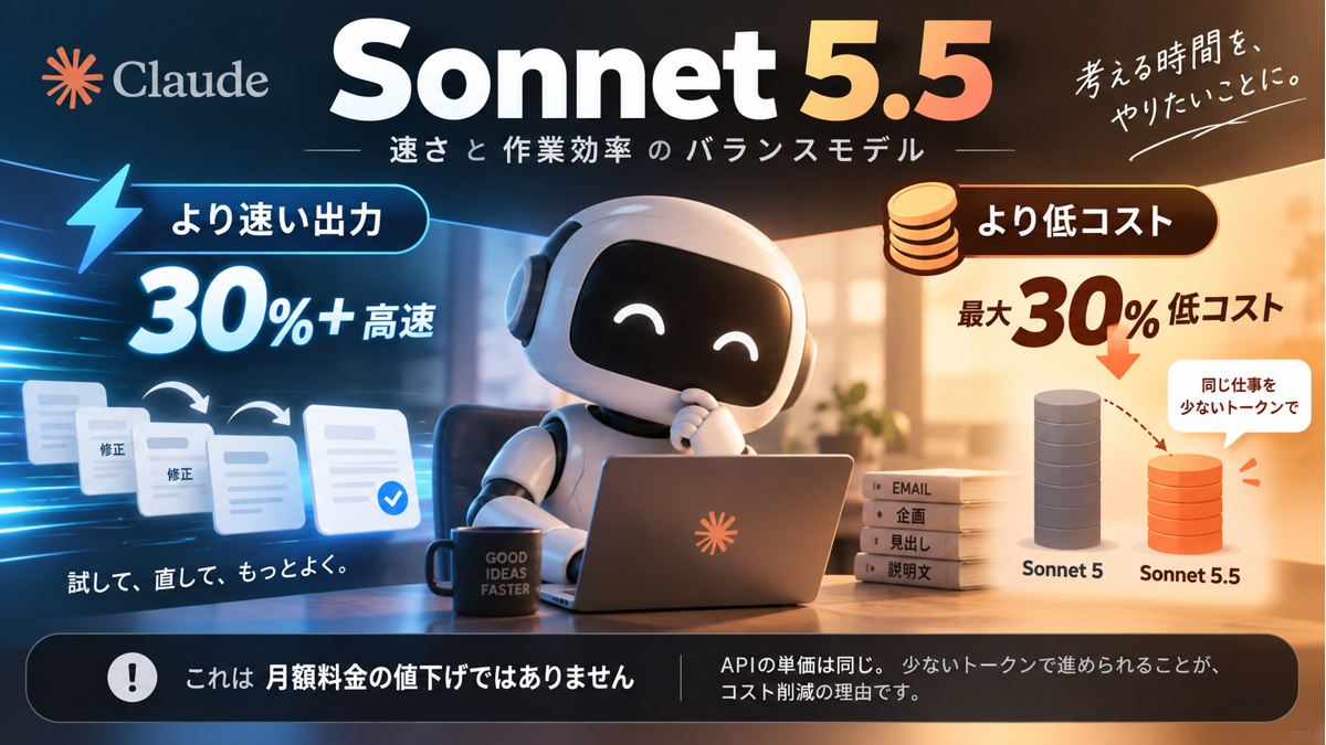 Sonnet 5.5の速度とトークン効率、月額料金との違いを整理する章画像