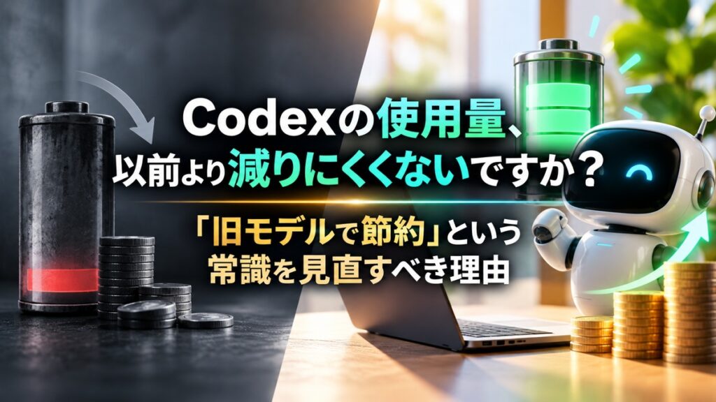 Codexの使用量と旧モデルで節約する考え方を見直す記事のアイキャッチ