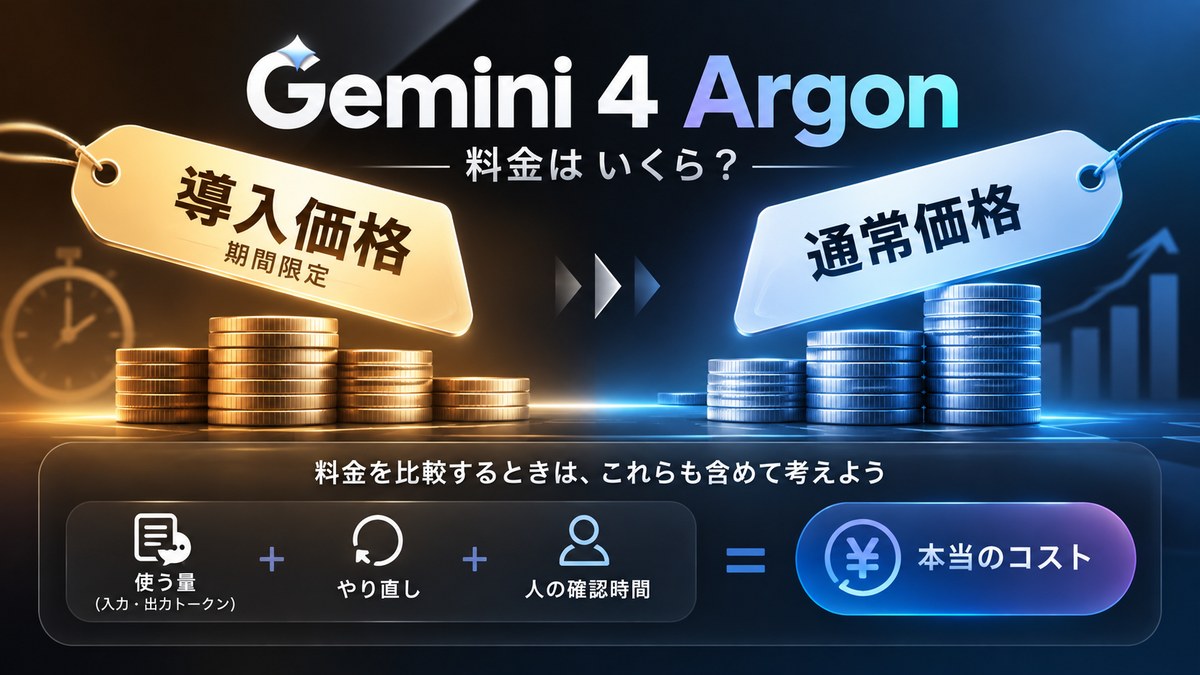 Argonの導入価格から通常価格への変更と利用量に応じる費用を示す章画像